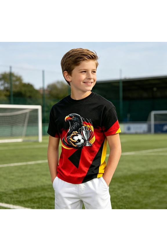 Boys T Shirts Kids Eagle Football Print Short Sleeve Crew Neck Top Stretchy Relaxed Fit for Multi Occasion Wear Toddler Boys Clothes