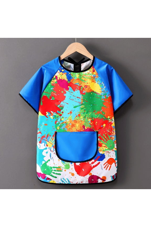 Boys T Shirts Kids Long Sleeve Art Smock Painting Apron with Pocket Boys' Tops Blue 2-4 Years