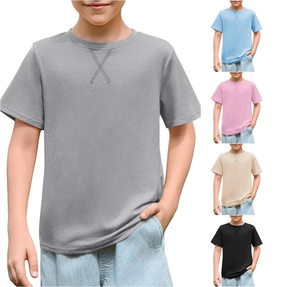Boys T Shirts Kids Summer Crewneck Short Sleeve Tshirts Fashion Casual Tees 3 14 Years Youth Boys Cut off Shirts 5-6 Years