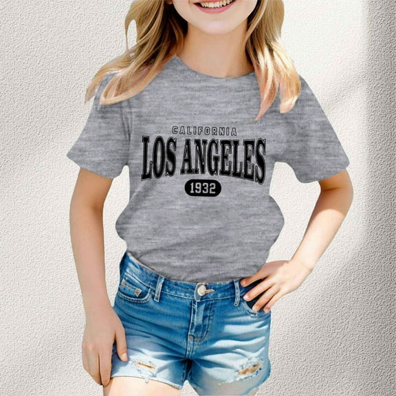 Boys T-Shirts Letter Printed Crewneck Short Sleeve Casual Summer T Shirts Graphic Tee Shirts for Boys 5-6 Years