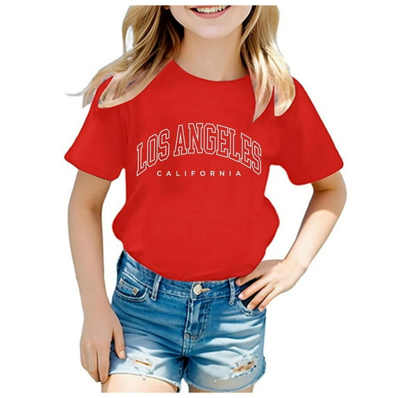 Boys T-Shirts Letter Printed Short Sleeve Crewneck Casual Summer Shirt Graphic Tee for Girls 5-6 Years