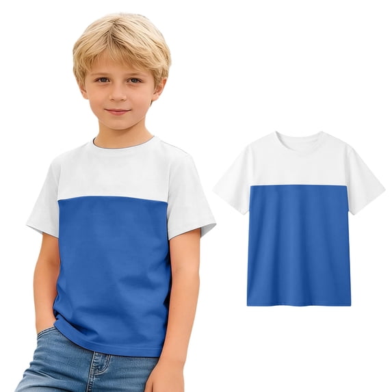 Boys T Shirts Short Sleeve Crew Neck Color Block Casual Pullover Tops Summer Tops Boys 8-9 Years Clothes
