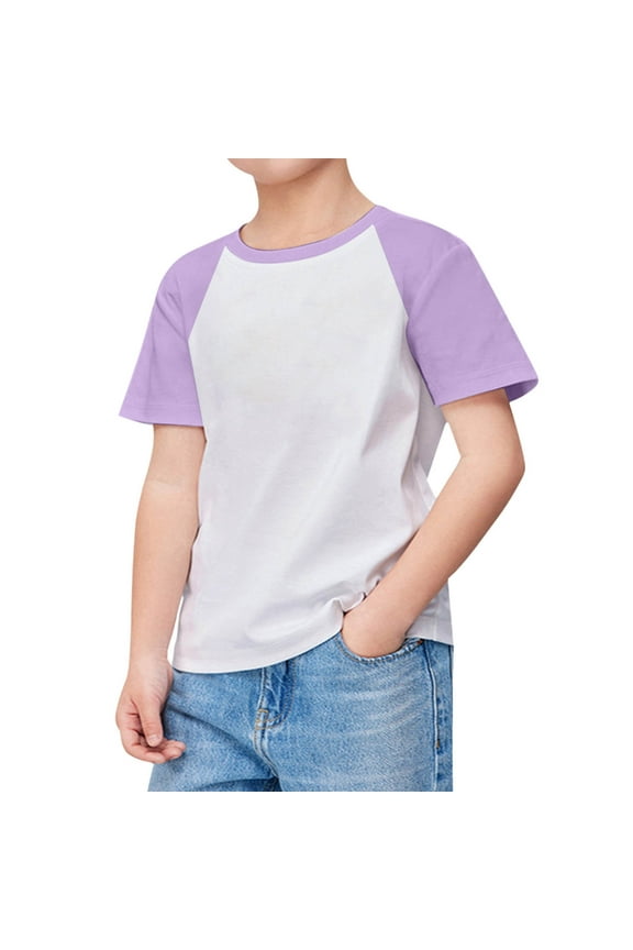 Boys T Shirts Short Sleeve Purple Boys Tee Shirts Comfort Summer Clothing Youth Tshirt 11-12 Years