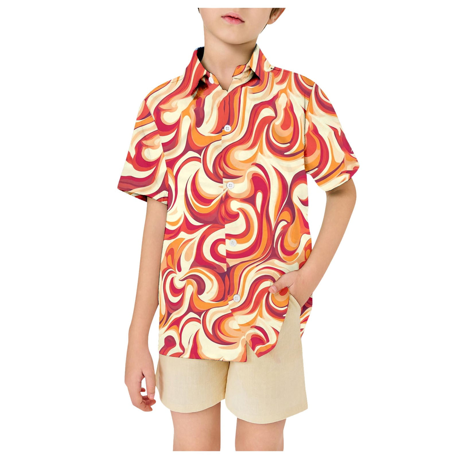 Boys T Shirts Short Sleeve Stylish Classic Design Button Down Youth