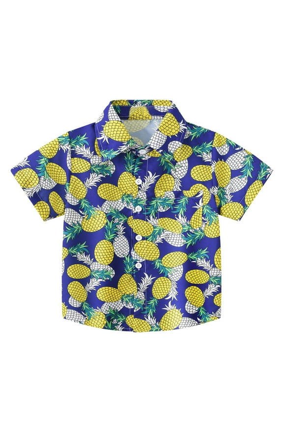 Boys' T Shirts Short Sleeve Summer Casual Cartoon Prints Gentleman Hawaii Beach Holiday Floral Cute Clothing for Boys Size 3-4T