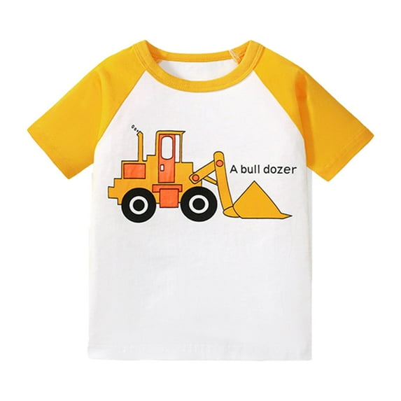 Boys T Shirts Size 5 Crew Neck Cartoon Print Short Sleeve T Shirt Top Fashion Preppy Tops T-Shirt Boys & Girls Shirts 4-5 Years