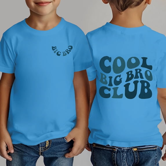Boys T Shirts Size 6-7Y Kids Big Brother Letter Print Short Sleeve Crewneck Tee Graphic Boys Clothes
