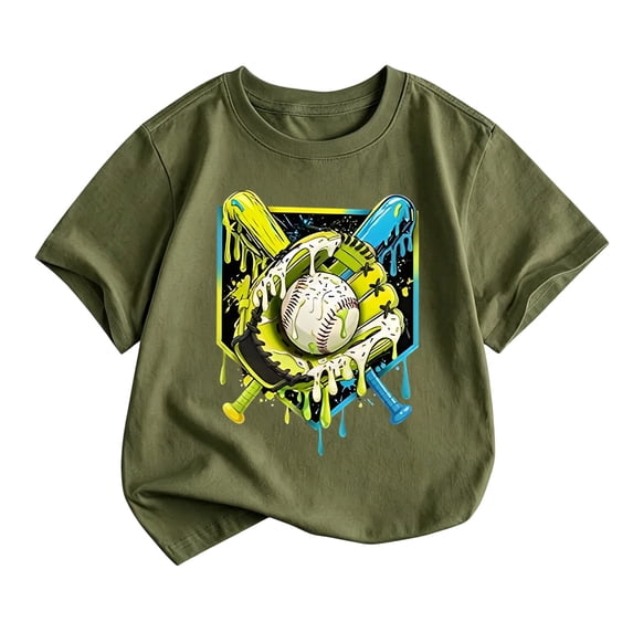 Boys T Shirts Slouched Fit Basic Cartoon Print Short Sleeve Crewneck Tee for Outdoor Wear Boys' Tops Tees Shirts 2 Years-3 Years