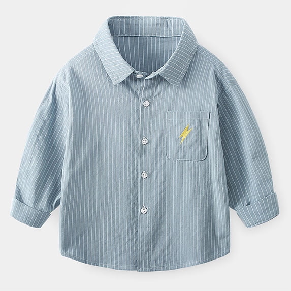 Boys T Shirts Solid Print Lapel Long Sleeve Pocket Button-Down Shirt Top for Casual Wear Boys' Tops Tees Shirts Green 3 Years-4 Years