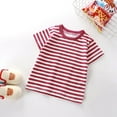 thumbnail image 1 of Boys T-Shirts Striped Crewneck Short Sleeve Casual Summer T Shirts 100 Days of School Shirt for Toddler Boy 12-18 Months, 1 of 5