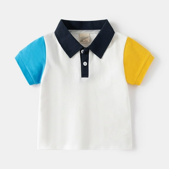 Boys T Shirts Summer Color Block Casual Polo Shirt for Toddler Kids Boys Breathable Soft Comfor Top Summer Tops Navy 3 Years-4 Years