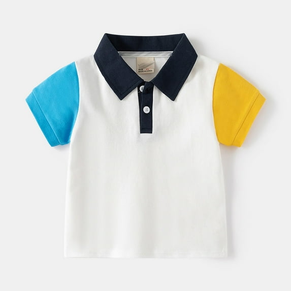 Boys T Shirts Summer Color Block Casual Polo Shirt for Toddler Kids Boys Breathable Soft Comfor Top Summer Tops Navy 3 Years-4 Years