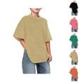 thumbnail image 1 of Boys T Shirts Summer Plain Crew Neck Elbow Sleeve Drop Shoulder Oversized T Shirt 3-14 Years, 1 of 8