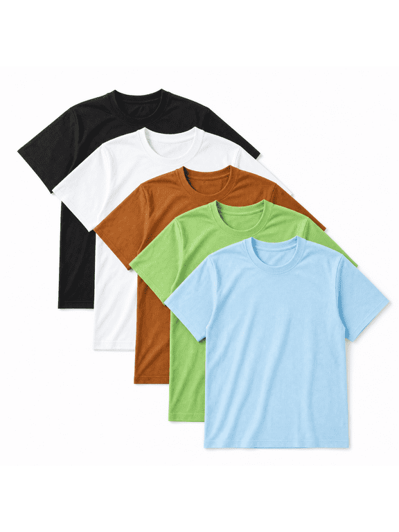 Boys T Shirts Toddler 5 Pack 100% Cotton Crew Short Sleeve Comfy Summer Kids Clothes 3T-12