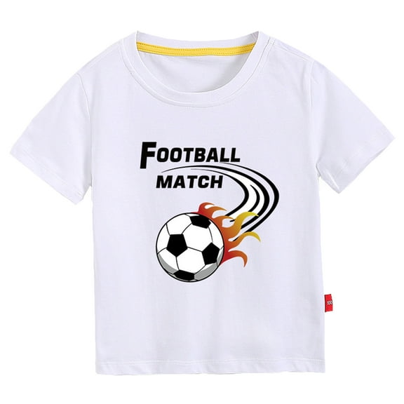 Boys T Shirts Toddler Kids 3D Cartoon Football Prints Tops Summer Soft Short Sleeve T Shirt Summer Tops White 9 Years-10 Years