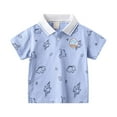 thumbnail image 1 of Boys T Shirts Toddler Kids Boys Summer Dinosaur Short Sleeve Polo Shirt Casual Breathable Soft Top Summer Tops Blue 3 Years-4 Years, 1 of 7