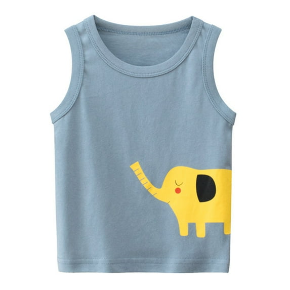 Boys T Shirts Toddler Kids Cartoon Elephant Prints Tank Tops Sleeveless Crewneck Vest T Shirts Tops Graphic Tees Light Blue 3 Years-4 Years
