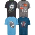 thumbnail image 1 of Boys T Shirts - Youth Big Kids Active Athletic Workout Sports Basketball Graphic Short Sleeve Top 4 Pack, 1 of 6