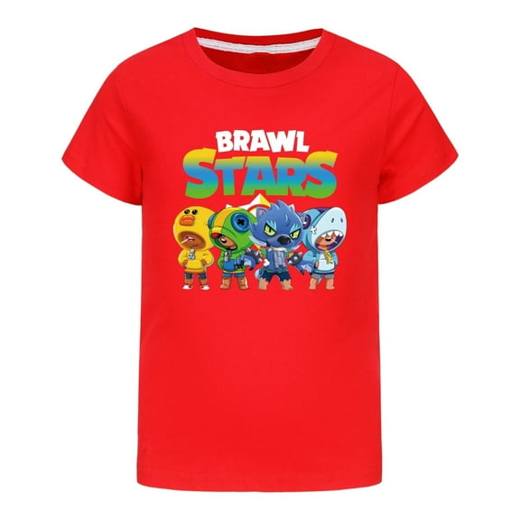 Boys' T-shirt Wilderness Fighting Children's Movie TV Animation Game Cartoon Pure Cotton Round Neck Short sleeved T-shirt, suitable for children aged 6-13