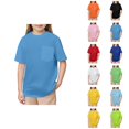 thumbnail image 1 of Boys' T-shirts Quick Dry Sports Tee Kids Mesh Short Sleeve Pocket T-Shirt Breathable Crew Neck Plain Top Lightweight Activewear for Boys and Girls, 1 of 4