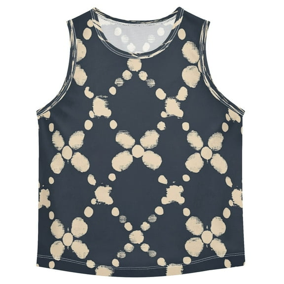 Boys' Tank Top Shirts - Quick-Dry Athletic Boys' Tank Top for Running & Gym - Breathable Muscle Tee with Racerback Design Black and Yellow Cross Check