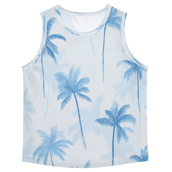 Boys' Tank Top Shirts - Quick-Dry Athletic Boys' Tank Top for Running & Gym - Breathable Muscle Tee with Racerback Design Pale Blue Oasis