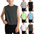 thumbnail image 1 of Boys Tank Tops Sleeveless Crewneck Athletic T-Shirts Kids Workout Basic Tees Solid Undershirts, 1 of 6
