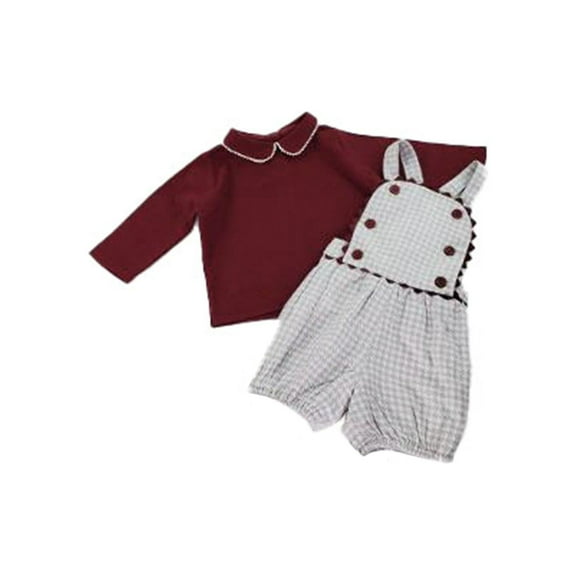 Boys-Taupe Ivory Houndstooth Cranberry Set