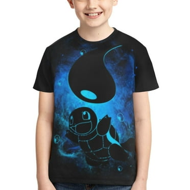 Boys Teens Shirts Pokémon Squirtle Short Sleeve 3D Print Funny Colorful Tee Shirts for Kids Size 6-16,XS