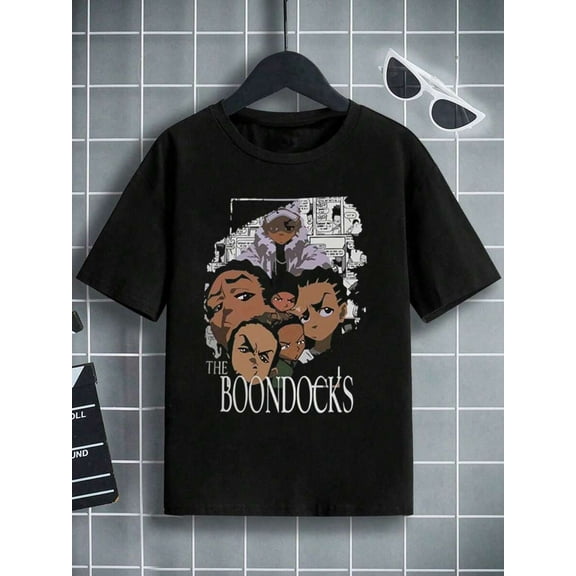 Boys & Teens' Casual Graphic Print Round Neck Short Sleeve T-Shirt, Summer Top