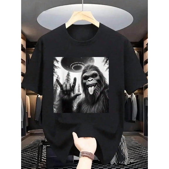 Boys & Teens' Casual Graphic Print Round Neck Short Sleeve T-Shirt, Summer Top