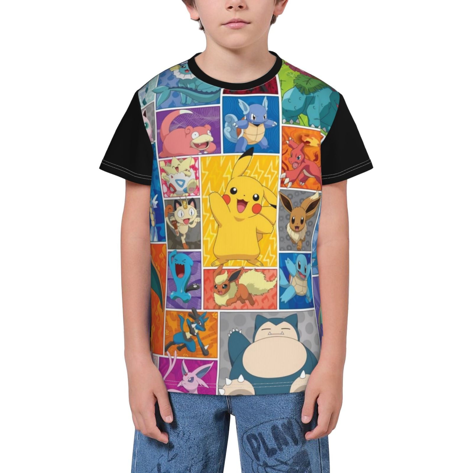 Boys Teens Casual T Shirts,Pokémon- Charmander Squirtle Bulbasaur Cool ...