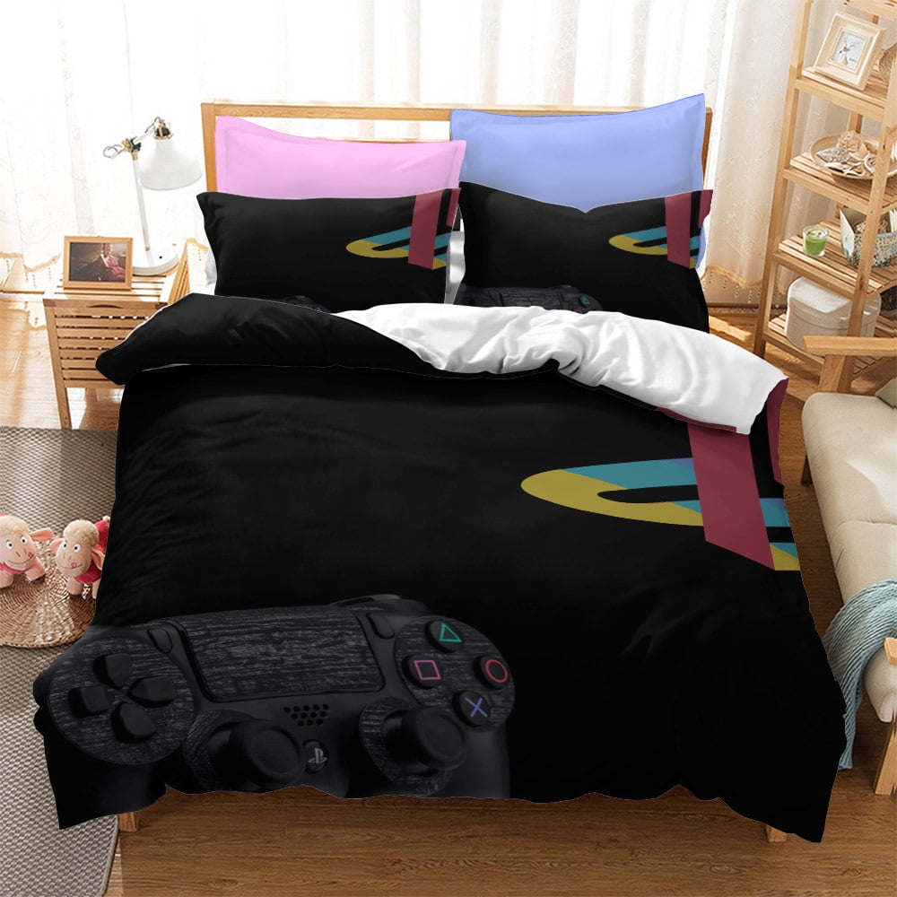 Boys Teens Gamer Duvet Cover Set Queen Size,Reversible Gamepad Print