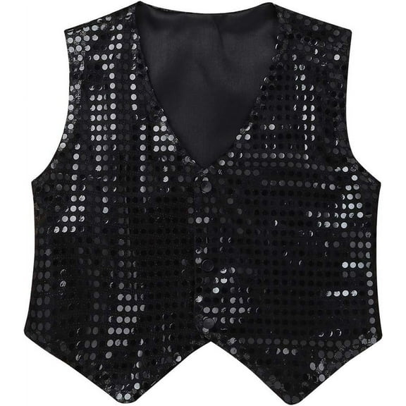 Boys Teens Shiny Party Vests Sequins Shirt Waistcoat For Prom,Wedding,Dance Costumes