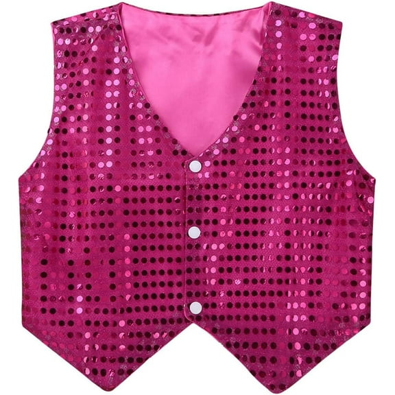 Boys Teens Shiny Party Vests Sequins Shirt Waistcoat For Prom,Wedding,Dance Costumes