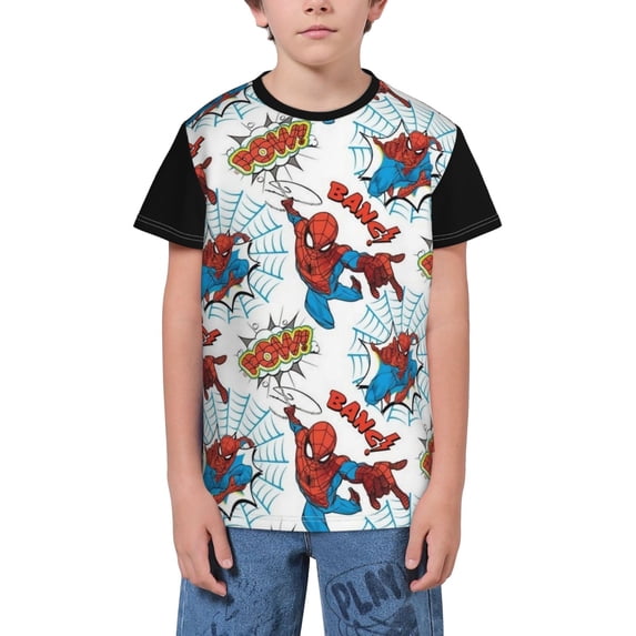 Boys Teens Shirts Cute Spider-Man Short Sleeve 3D Print Funny Casual ...
