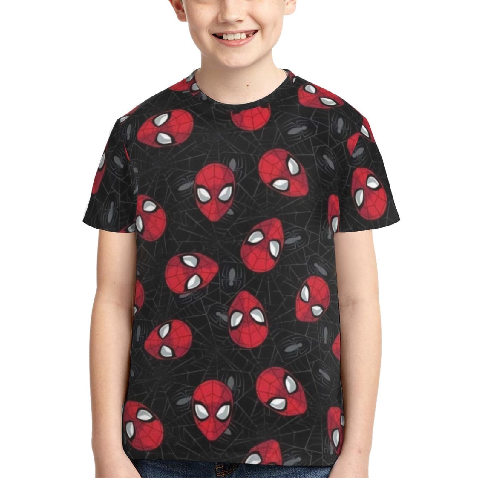 Boys Teens Shirts Spider-Man Mask Short Sleeve 3D Print Funny Casual ...