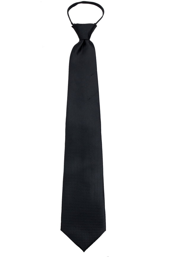 Boys Textured 14 inch Solid Zipper Necktie Ties