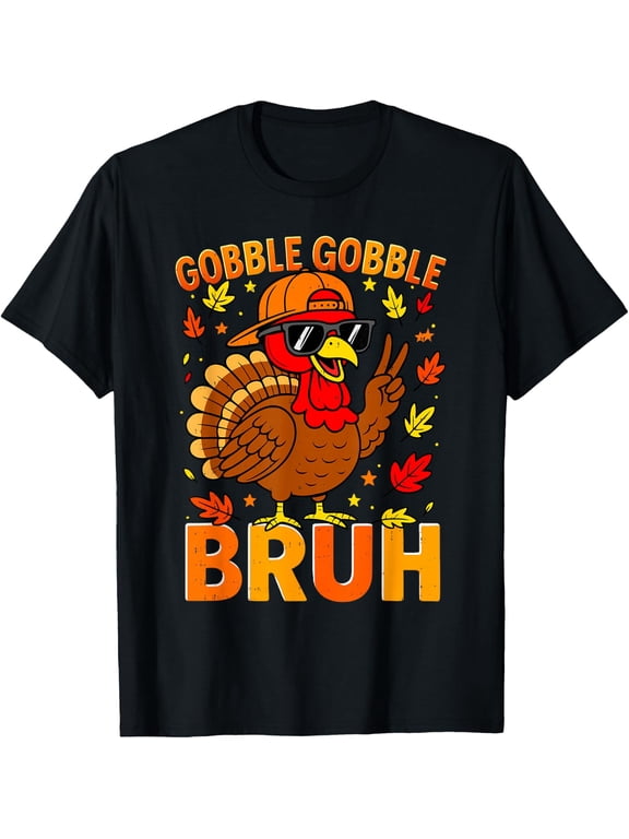 Boys Thanksgiving Bruh Turkey Gobble Family T-Shirt