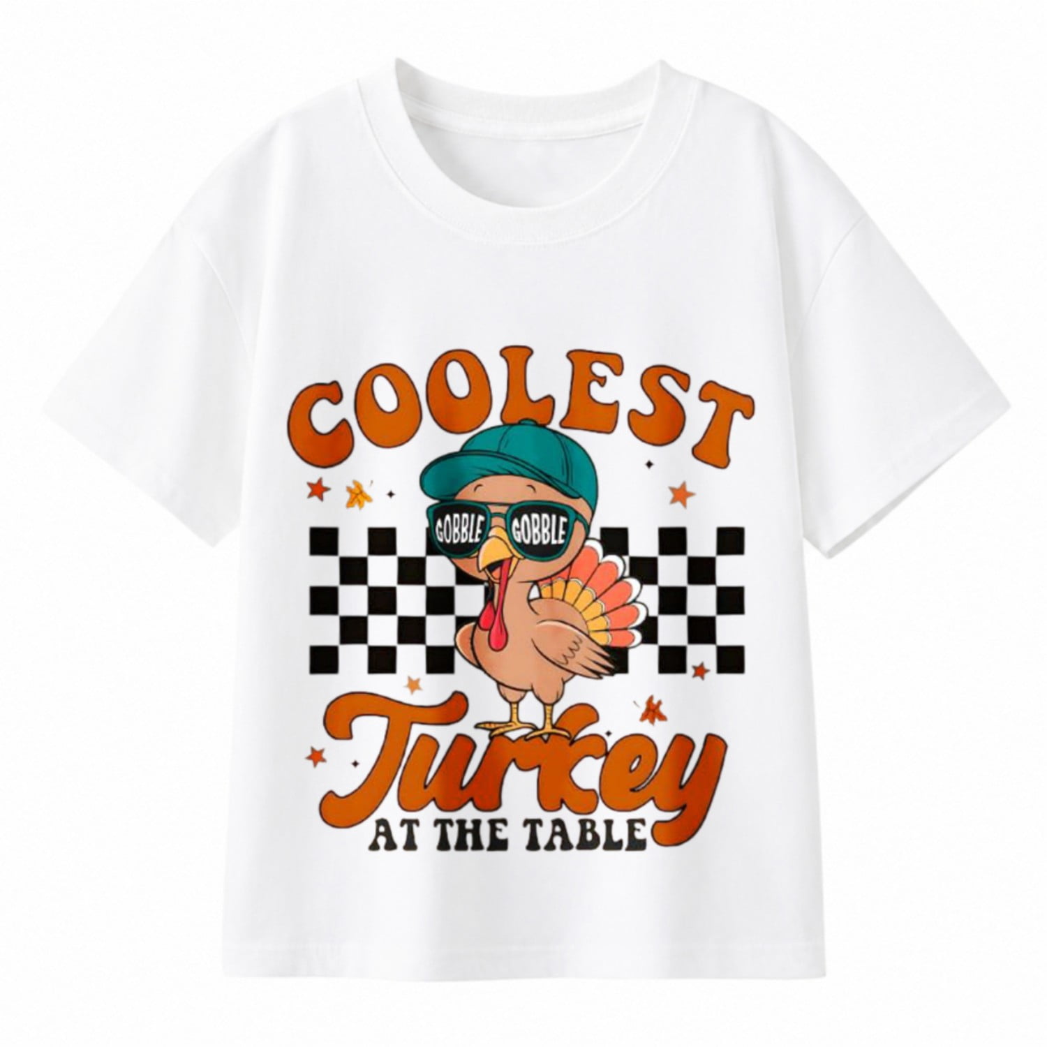 Boys' Thanksgiving Coolest Turkey At The Table T-Shirt, 100% Cotton ...