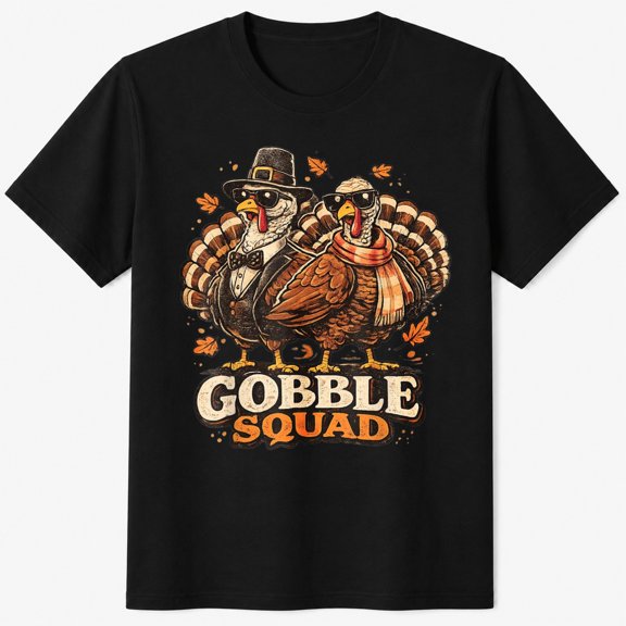 Boys Thanksgiving Shirt, Gobble Squad Turkey Graphic T-Shirt, Funny Thanksgiving Design