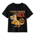 thumbnail image 1 of Boys' Thanksgiving Turkeysaurus Rex Dinosaur T-Shirt, 100% Cotton Short Sleeve Shirt, 1 of 7