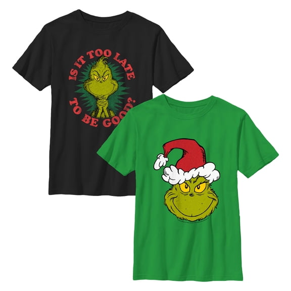 Boys The Grinch Is It Too Late To Be Good Two Pack T Shirt