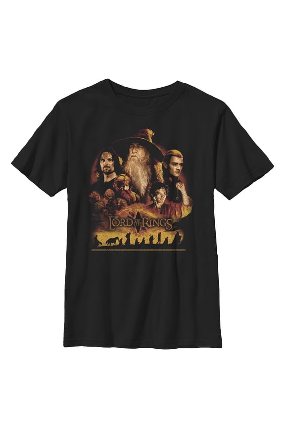 Boys The Lord of the Rings Fellowship of the Ring Character Poster T Shirt
