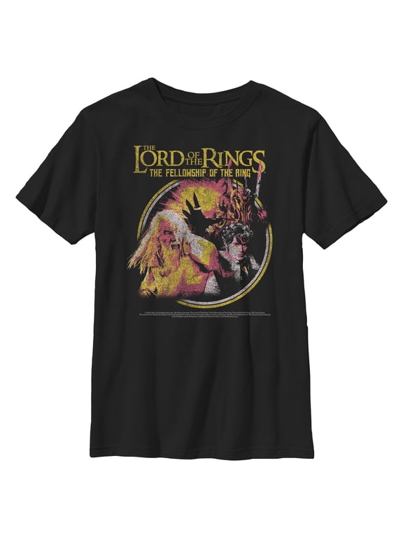 Boys The Lord of the Rings Fellowship of the Ring Distressed Retro Poster T Shirt