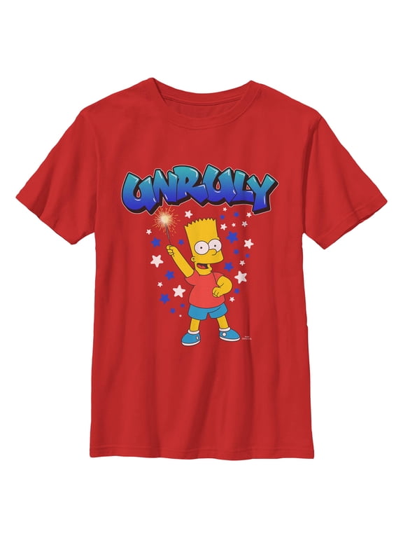 Boys The Simpsons Bart Unruly Sparkler T Shirt