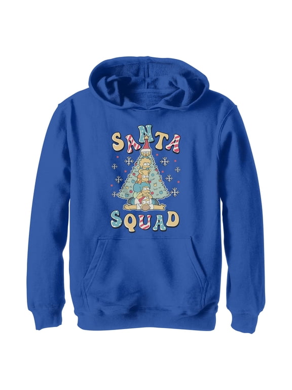 Boys The Simpsons Retro Santa Squad Family Pullover Hoodie