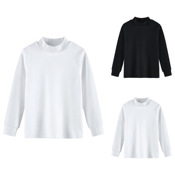 Boys Thermal Long Sleeve Shirt Kids Blend Top Base Layer Cozy High Neck Winter Warm Undershirt for Children Play Outfits
