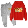 thumbnail image 1 of Boys Thermal Set Hoodie Pullover Printed Underwear Cute Long Sleeve Boys Valentines Day Outfit,Khaki,100, 1 of 2