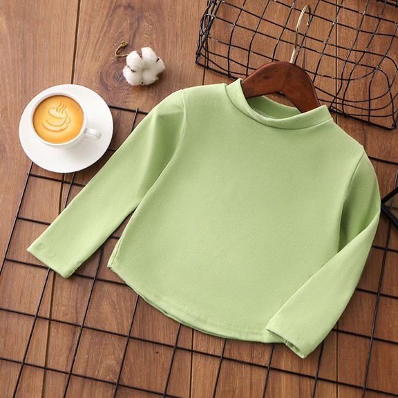 Boys Thermal Shirt Green Long Sleeve Shirt Boys Turtleneck Basic Tees Boys Fall Shirts Plain T Shirts for Kids 4-5 Years